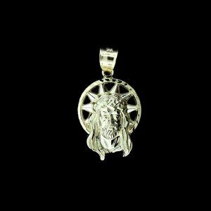 10K Yellow Gold Jesus Head Face Pendant